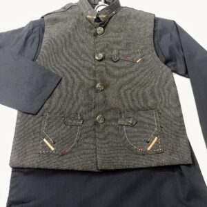 Boys Kurta with waist coat dark gray