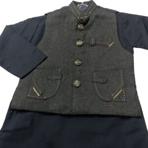 Boys Kurta with waist coat Dark Gray