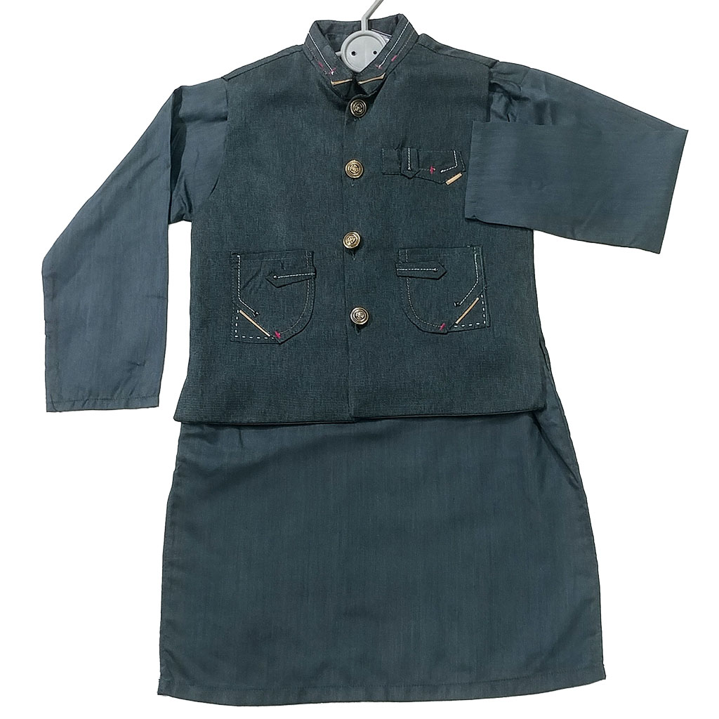 Boys Kurta with waist coat Teal