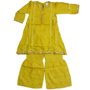 Mustard A-line shirt with shararah