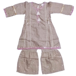 Brownish Gray A-line shirt with shararah